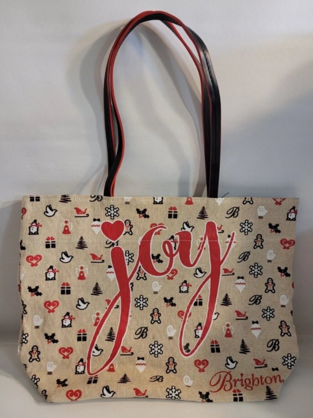 Brighton Joy Canvas Medium Sized Tote Bag Winter Christmas Holidays Snowflake
